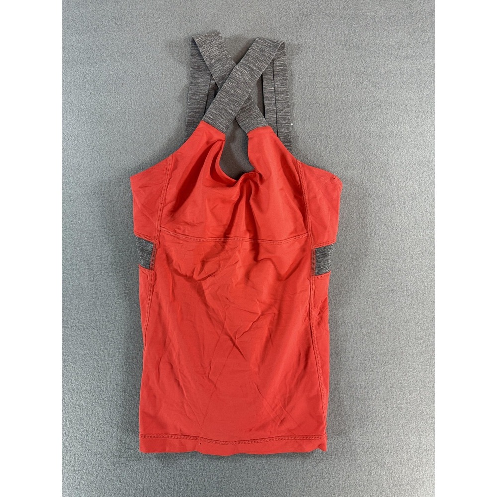 Lululemon Tank‎ Top Womens 4 Red Built In Bra Crossback Yoga Athletic Running